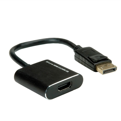 Adaptér DisplayPort/HDMI M/F, 4K@60Hz (DP 1.2a, HDMI 2.0), aktívny, 15cm, čierny