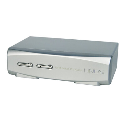 KVM switch/prepínač 2PC, DisplayPort 1.2 (4K@60Hz), USB 2.0, USB hub, Audio, sivý