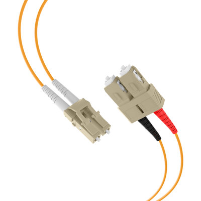 Fiber kábel LC-SC, 0.5m Duplex OM1(62.5/125µm), LSOH, 2mm, oranžový