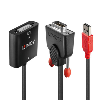 Adaptér VGA na DVI-I, USB napájanie, 1080p, 10cm čierny