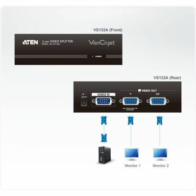 Video distribútor / splitter VGA 1IN/2OUT 450MHz