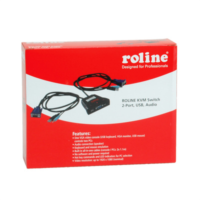 KVM switch/prepínač 2PC, VGA, USB, star+audio