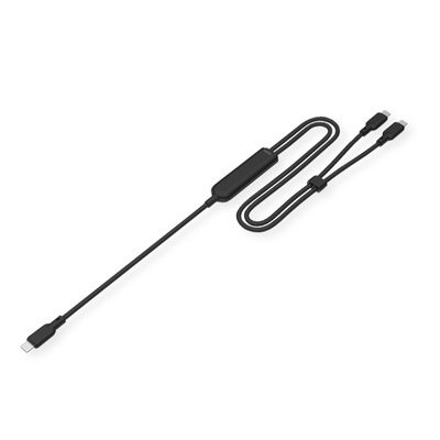 Kábel USB 2.0 Typ C CM/2xCM 1.8m, High Speed, Power Delivery 100w, čierny