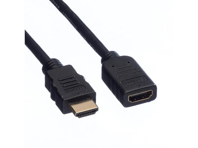 Kábel HDMI M/F 1.5m, High Speed+Eth, 4K@30Hz, HDMI 1.4, G pozl. kon., čierny, predlžovací