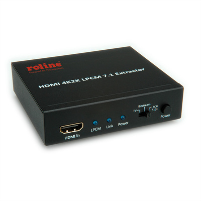 HDMI Audio Extraktor, digital: toslink (S/PDiF), analog: 4x 3.5mm jack, čierny