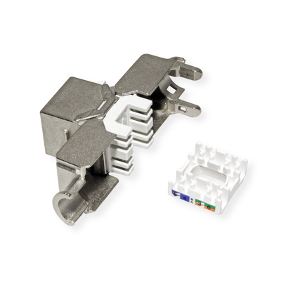 Konektor Keystone cat.6a, tienený, strieborný, beznástrojový (toolless), SLIM