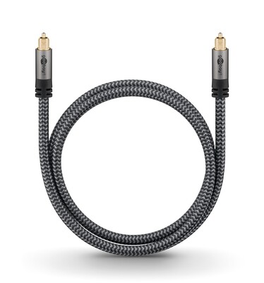Kábel Toslink audio optický SPDIF prepojovací M/M 10m, ø6.5mm, pozl. konektor, čierny/sivý