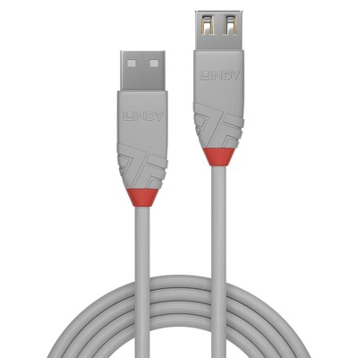 Kábel USB 2.0 A-A M/F 5m, High Speed, predlžovací, sivý, Anthra Line