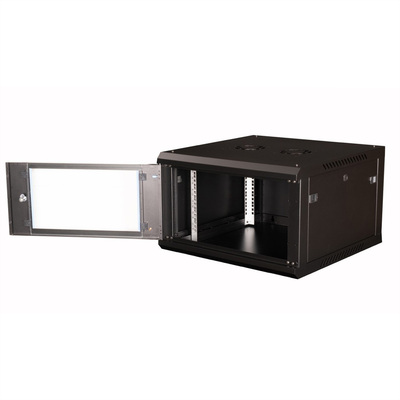 19" Rack na stenu 6U, čierny, 379x600x600 mm (HxWxD), odnímateľné bočnice