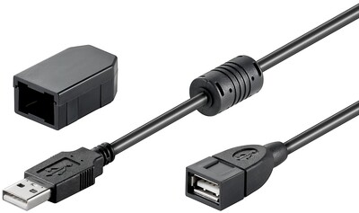 Kábel USB 2.0 A-A M/F 2m, High Speed, predlžovací, čierny, "krytka"