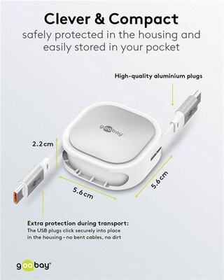 Kábel USB 2.0 Typ C CM/CM 1m, High Speed, Power Delivery 15w 5V3A, biely/sivý, samonavíjací