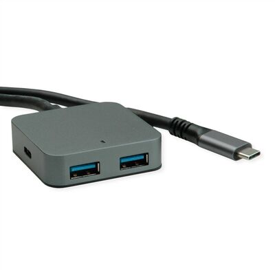 Kábel USB 3.2 Gen 1, A-A M/F 3m, 5Gbps, predlžovací, čierny, aktívny 4port HUB (2x USB A + 2x Typ C)