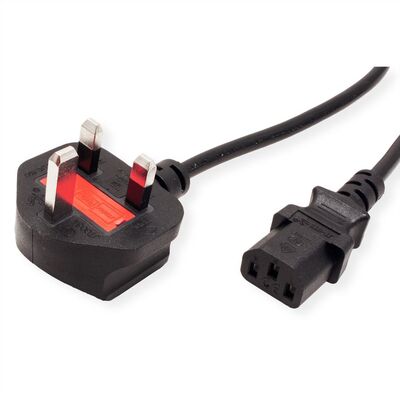 Kábel sieťový 230V, vidlica (BS1363) UK lomená - C13, 3m, 1.00mm², 10A, čierny