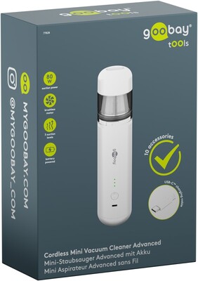 Bezdrôtový mini vysávač, 80W, 7 trysiek a 3 kefky na čistenie kancelárskych potrieb a auta, biely