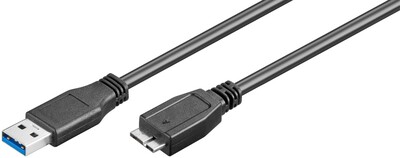 Kábel USB 3.2 Gen 1, A-MICRO-B(3.0) M/M 0.5m, 5Gbps, čierny