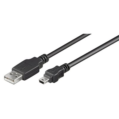 Kábel USB 2.0 A-MINI-B 5pin M/M 0.15m, High Speed, čierny