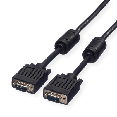 Kábel VGA M/M 2m, prepojovací, tienený, ferrit, čierny