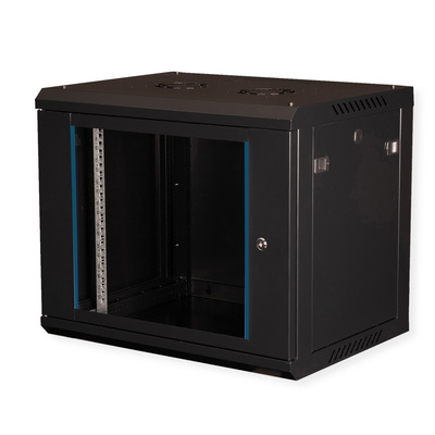 19" Rack na stenu 9U, čierny, 512x600x450 mm (HxWxD), odnímateľné bočnice
