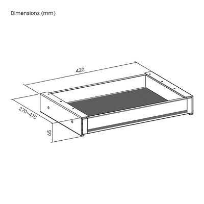 Zásuvka pod stôl, stredná veľkosť, 428 x 270 x 65 mm (WxDxH), max. 10kg, čierna