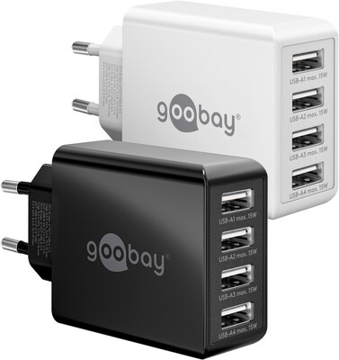 Nabíjačka USB 230V 4port, 4xUSB A, 3A, 30W, čierna