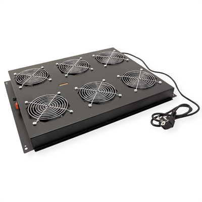 19" Ventilačná jednotka, stropná, 6 vetrákov, ON/OFF, pre serverový rack PRO, čierna, RAL9005