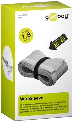 Káblový organizér Kábel Fix, suchý zips, 1.8m, ⌀ 20-40mm, sivý