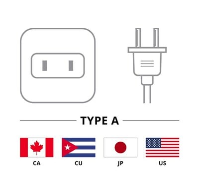 Adaptér cestovný Európa 2pin (CEE7/16) -> USA/Japonsko (NEMA 1-15) max. 10A, čierny