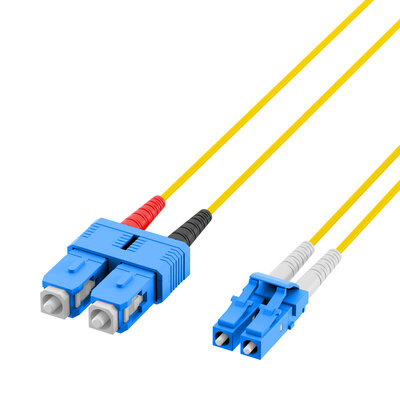 Fiber kábel LC-SC, 3m Duplex OS2(9/125µm), LSOH, 2mm, žltý
