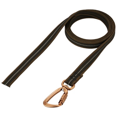 Vodítko bez uška pogumované, 19mm/1m, hlníková karabína s poistkou, hnedé, HS