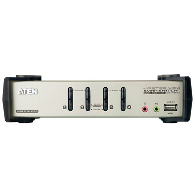 KVM switch/prepínač 4PC, VGA, USB, USB hub, audio, HotKeys, OSD, Pushbuttons
