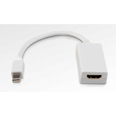 Adaptér mini DisplayPort/HDMI M/F, 2K@60Hz (DP 1.2, HDMI 1.4), 10cm, biely