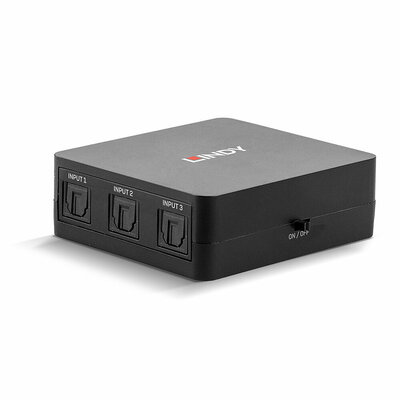 Audio selektor/switch Toslink (SPDIF) 3IN/1OUT (DTS, DB),  s diaľ. ovládaním, čierny