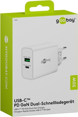 Nabíjačka USB 230V 2port, 1xUSB A, 1x USB Typ C, 30W, Power Delivery, Quick Charge 3.0, biela