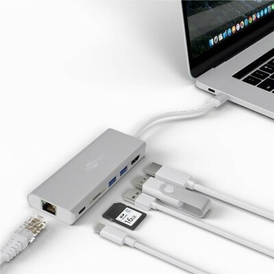 Dokovacia Stanica USB 3.1 Typ C, HDMI, 2xUSB 3.0, Gigabit LAN, čítačkaSD/microSD, USB 3.1 Typ C (PD)