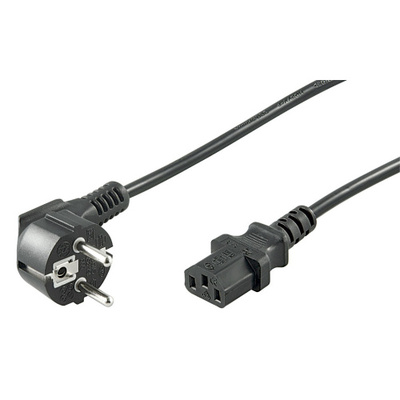 Kábel sieťový 230V, vidlica (CEE7/7) lomená - C13, 5m, 1.00mm², 10A, čierny