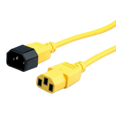 Kábel sieťový 230V predlžovací, C13 - C14, 0.8m, 0.75mm², 10A, žltý