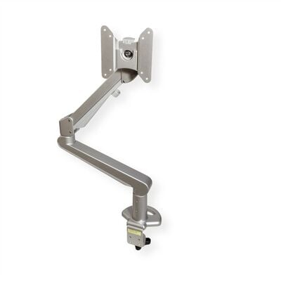 Držiak pre monitor na stôl, úchyt o dosku, pneumatický, max 8kg, rameno 486mm VESA 75/100 strieborný