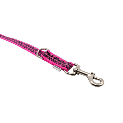 Vodítko prepínacie pogumované, 19mm/2.3m, 2 nerezové karabíny, reflexné ružové, HS