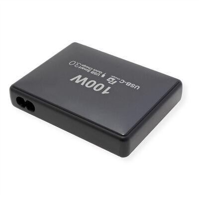 Nabíjačka USB 230V 4port, 1xUSB A, 3x USB Typ C, 100W, PD, QC 2.0, kábel (C7) 1.2m, čierna