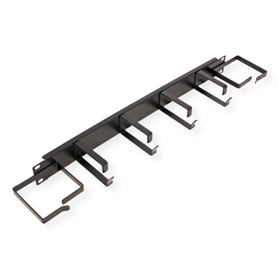 19" Panel vyväzovací, organizér, 6x oko (Typ G), 1U, oceľ, čierny
