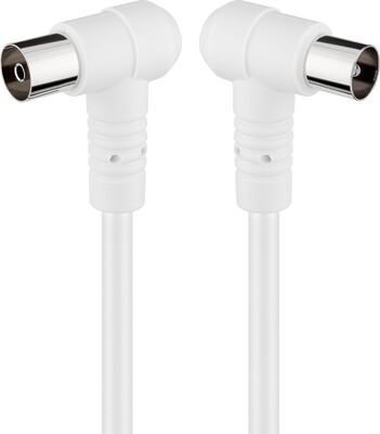 Kábel anténny, koax TV M/F predlžovací 2.5m, 75 Ohm, 80dB, 2x tienený, CCS, biely, 2x90°