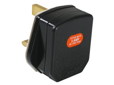 Konektor elektrikársky vidlica UK (BS 1363, Typ-G), 230V, 13A s poistkou, čierny