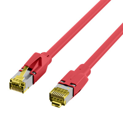 S/FTP (PiMF) Patchkábel LSOH 10m cat.6a, červený, Cu, Dätwyler 7702 Flex s TM31