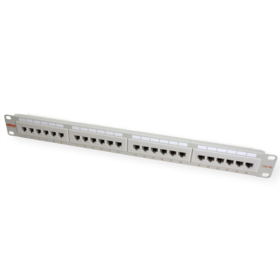 19" Patch panel 24port cat.5e, netienený, 1U, sivý