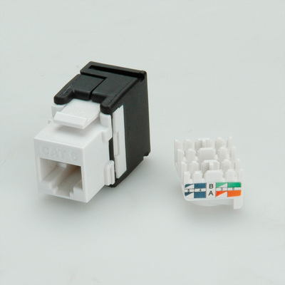 Konektor Keystone cat.6, netienený, bielo-čierny plast, beznástrojový (toolless)