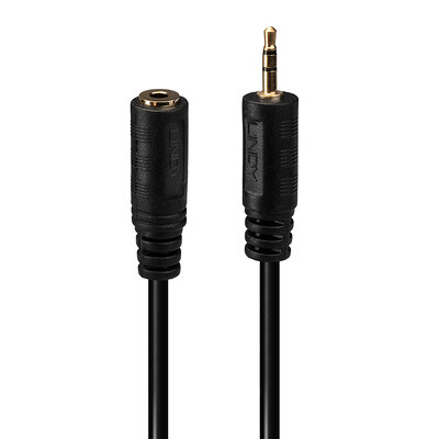 Kábel 2.5mm/3.5mmM/F, stereo, 0.2m, čierny, CCS, pozl. konektor