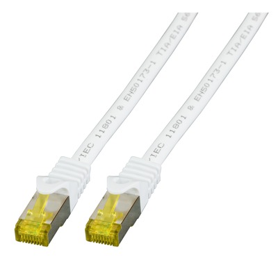 S/FTP (PiMF) Patchkábel LSOH 0.15m cat.7, biely, Cu