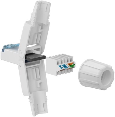 Konektor 8/8 RJ45 cat.6a, 10Gbit, netienený, na drôt, montáž bez klieští AWG 22-24, biely