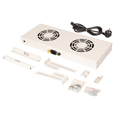 19" Ventilačná jednotka, 2 vetráky, 1U, ON/OFF, sivá