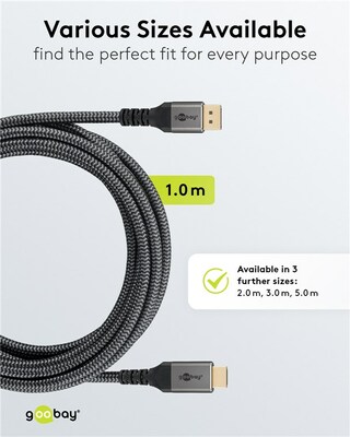 Kábel DisplayPort na HDMI M/M 5m, jednosmerný, 4K@60Hz UHD, audio, čierny/sivý, pozl. konektor